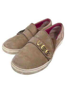UGG Kitlyn Charm Slip On Sneakers Size 5 Tan Suede Round Toe Comfort Shoes